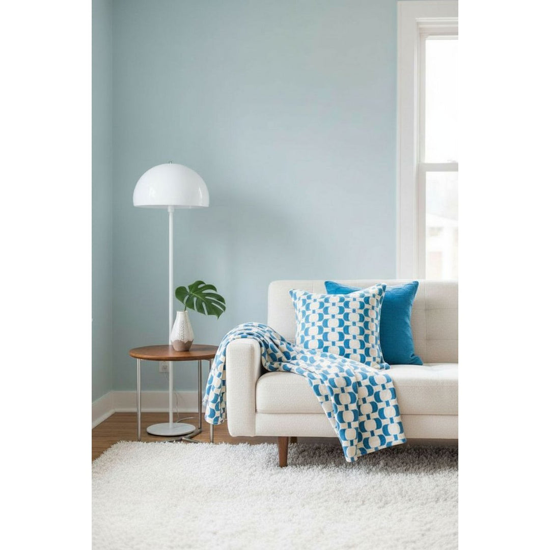 Edith Blue Jacquard slumretæppe – Blødt børstet bomuld