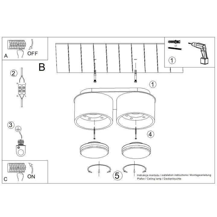 Loftlampe MODO 2 sort Gx53
