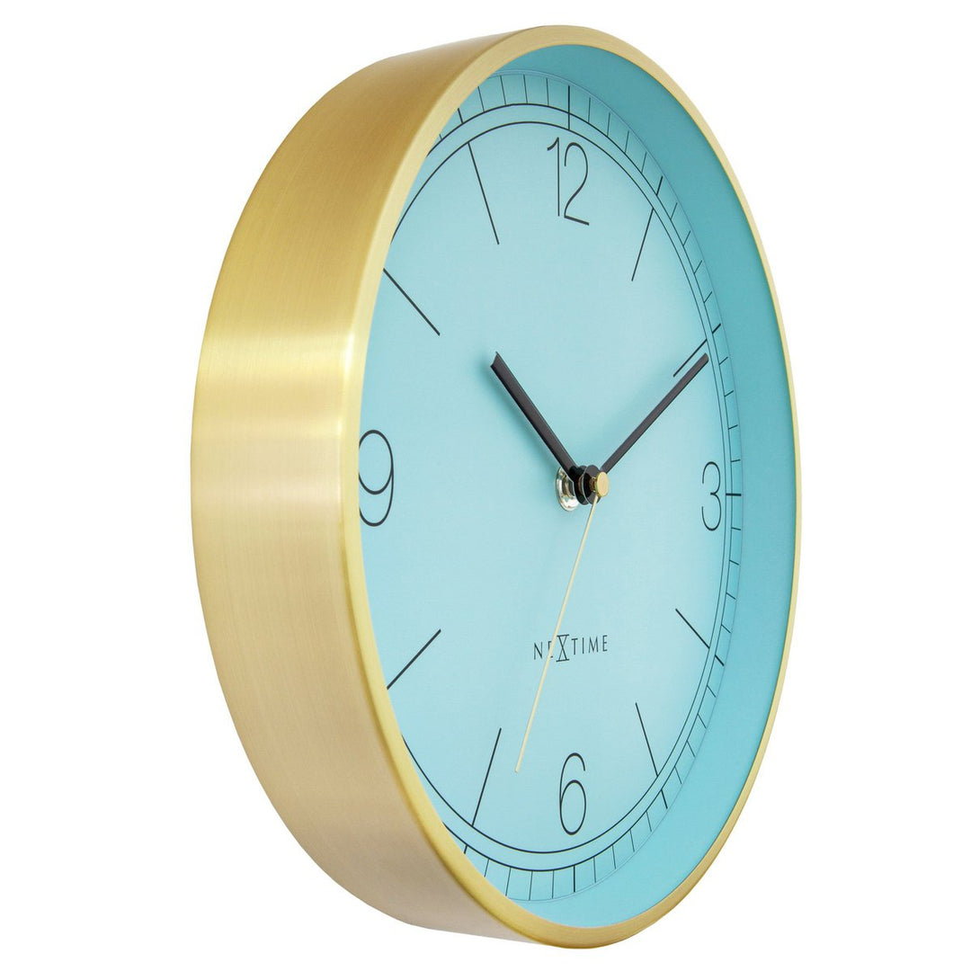 Vægur 25cm-Silent-Grøn/Turkis/Hvid/Sort-Metal-NeXtime 'Bolero'