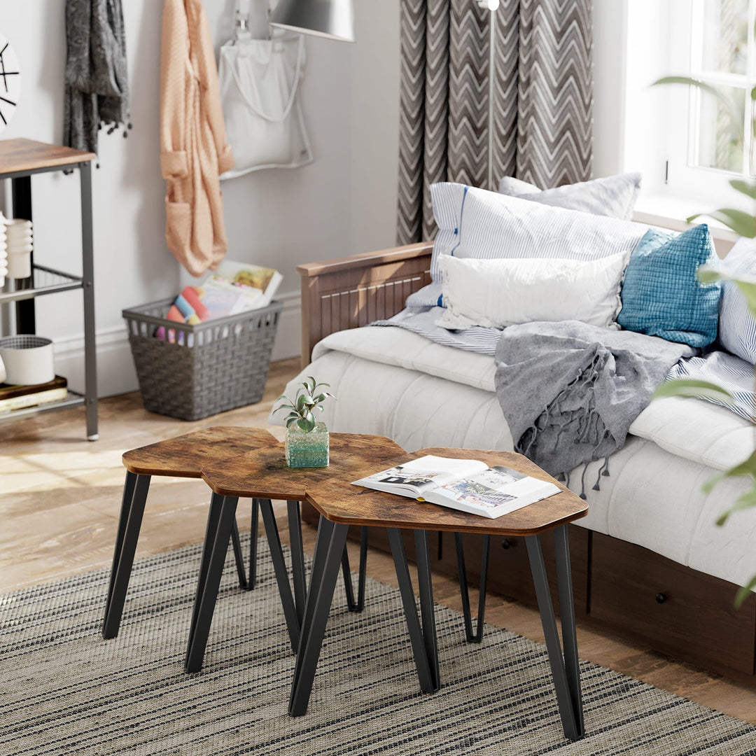 Sæt med 3 sofaborde i rustikt design – OSKAR pladsbesparende elegance