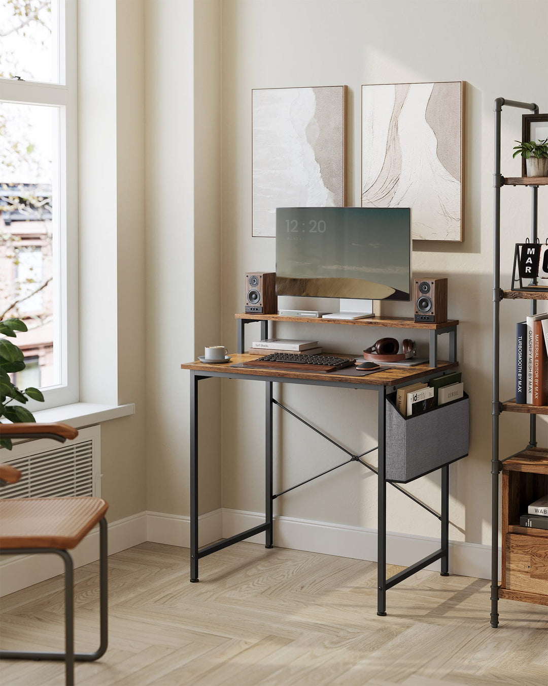 Kompakt skrivebord i rustikt design – funktion og stil