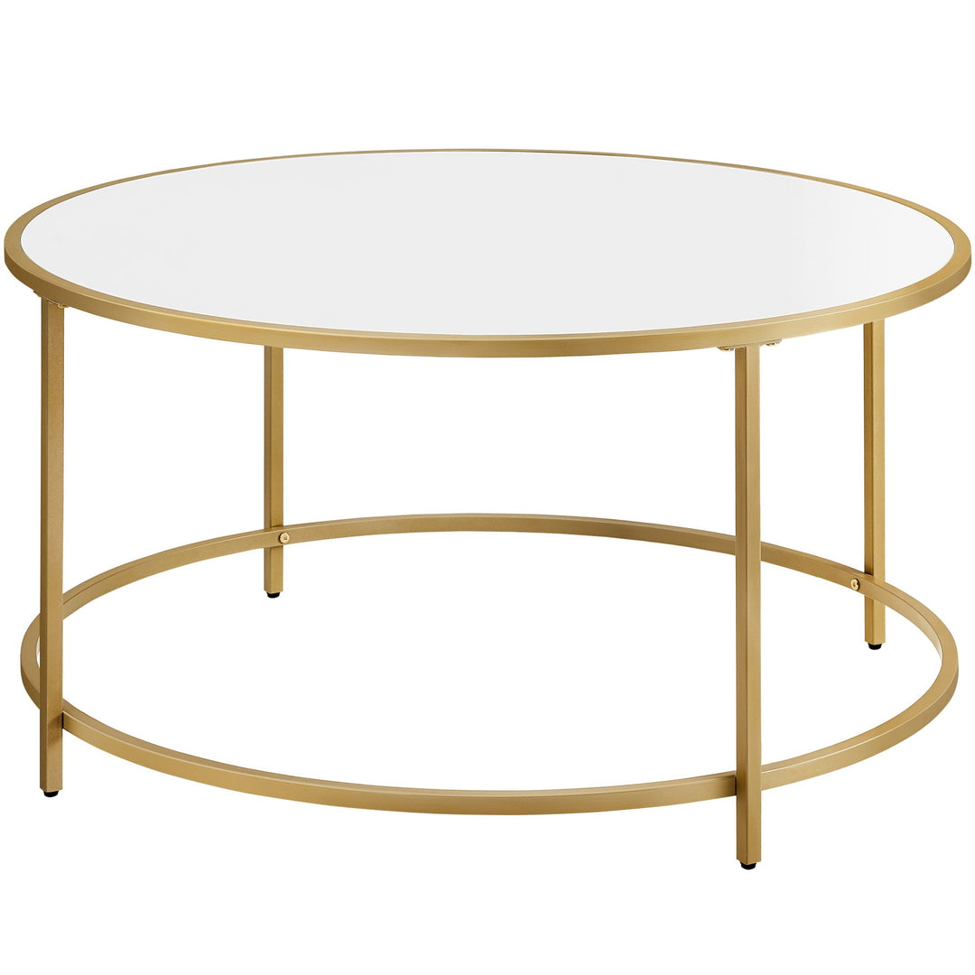 Elegant rundt sofabord – moderne design i guld og hvid