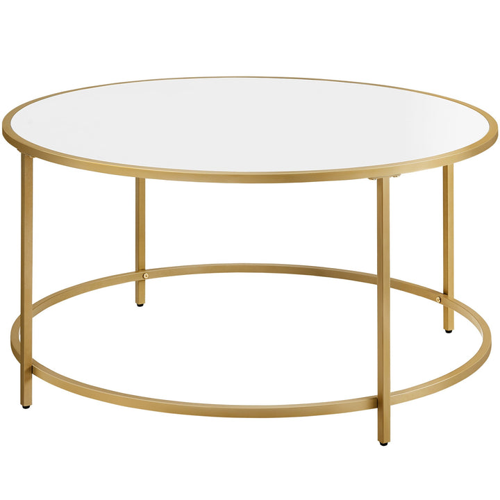 Elegant rundt sofabord – moderne design i guld og hvid