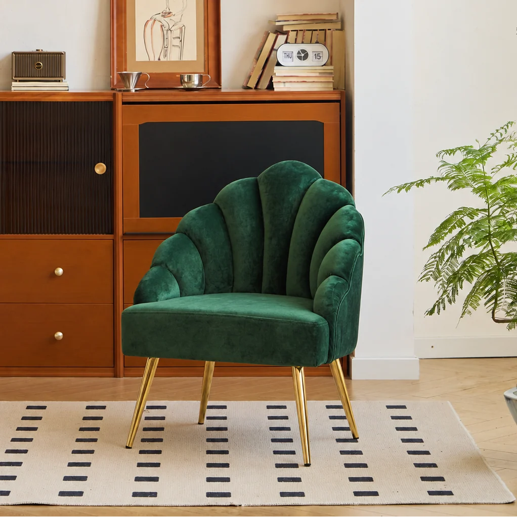 BOLGE Retro Metal og Grøn Velour Lounge Chair