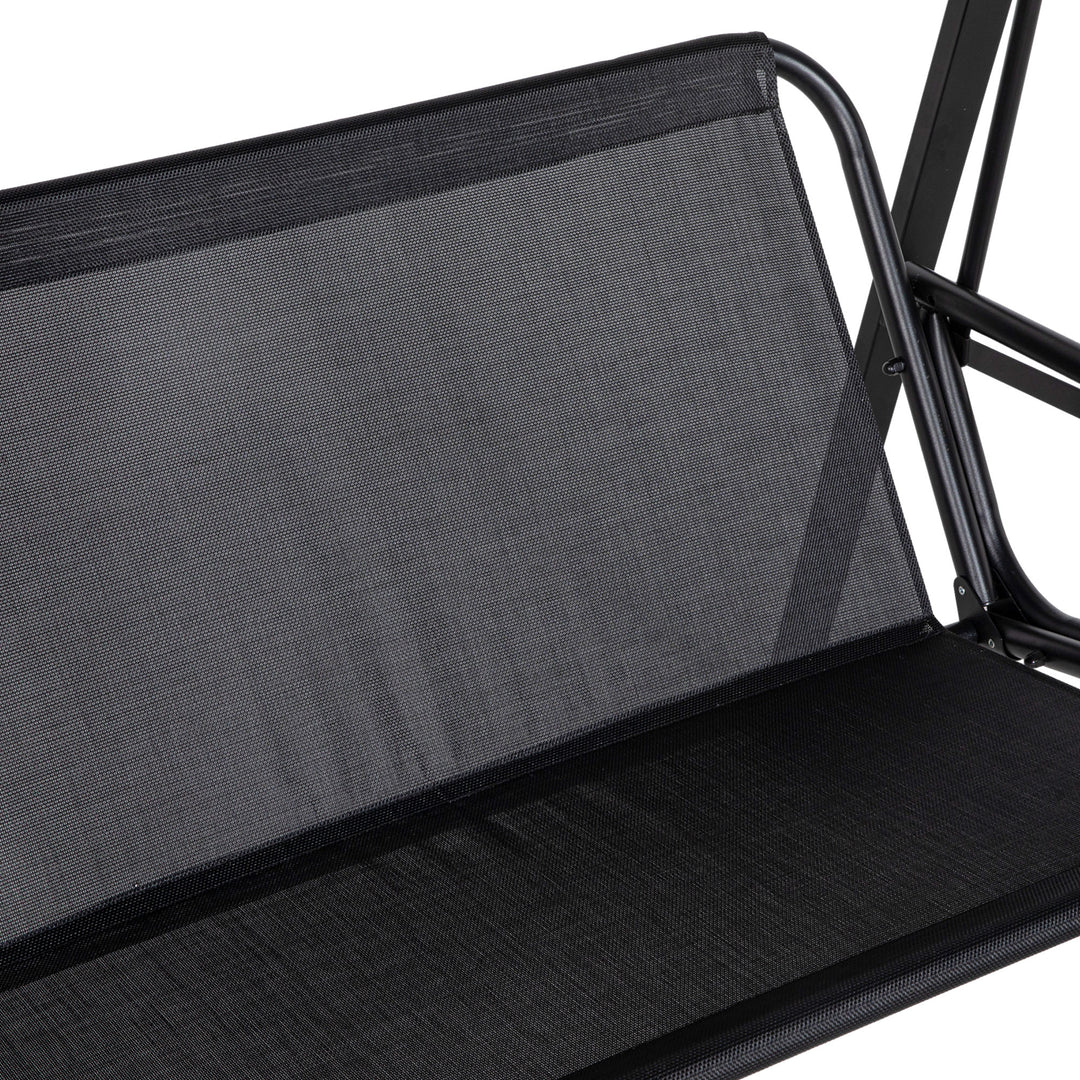 Hollywood gynge, 2-personers havegynge med justerbar baldakin, lasteevne op til 220 kg, 145 x 116 x 172 cm, sort