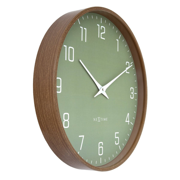 Vægur 30 cm-Silent-Mørkt træmønster-Plastic-NeXtime 'Lyra'