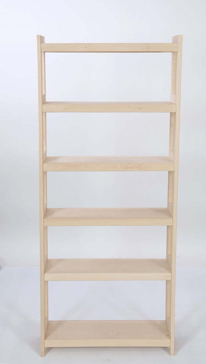 Bogreol i bøgetræ, 6 hylder, 165 × 80 × 25 cm