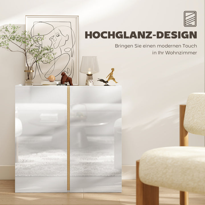 Kommode, skænk med soft-close låger, justerbar hylde, til stue, køkken, spisestue, hvid