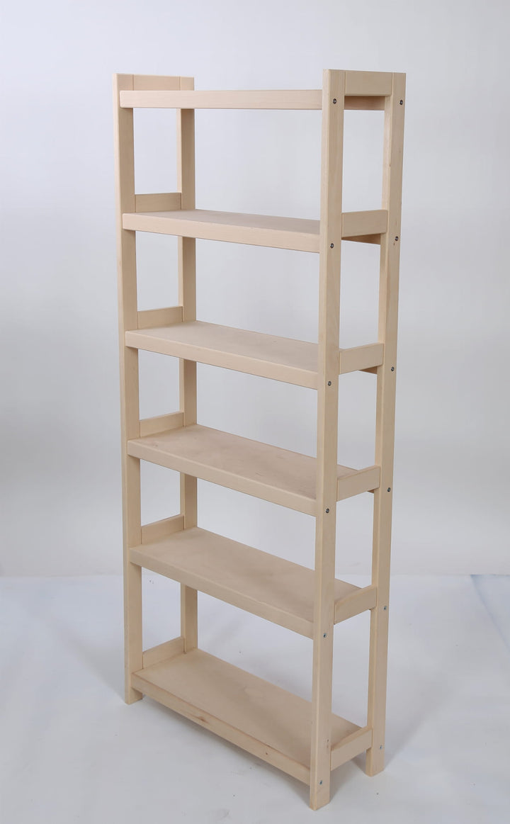 Bogreol i bøgetræ, 6 hylder,, 165x70x25 cm