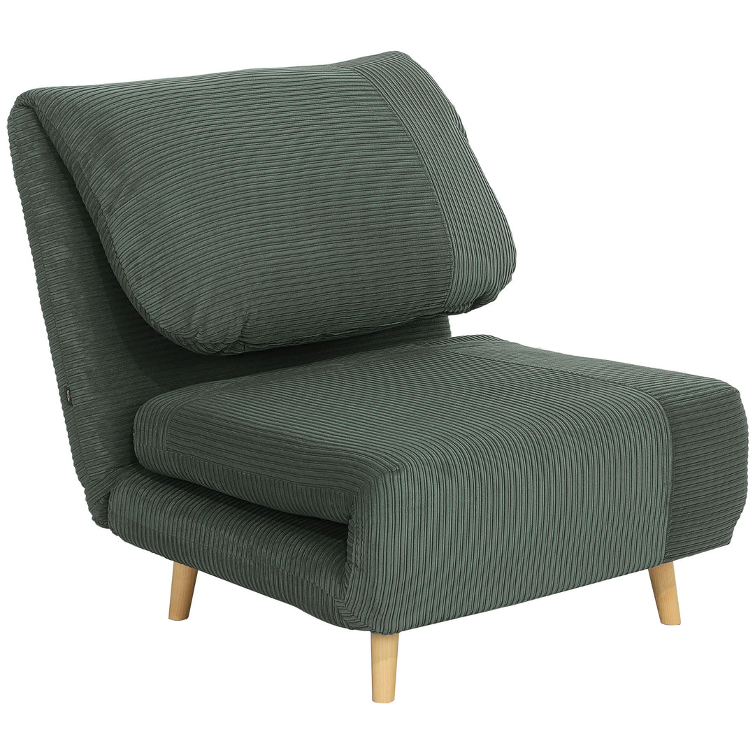 2-i-1 sovesofa gæsteseng, justerbar nakkestøtte, fløjlslook, 82 cm x 87 cm x 89 cm, grøn