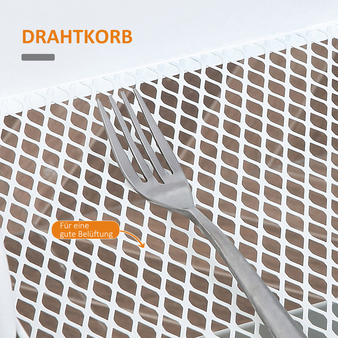 Serveringsvogn med 3 niveauer køkkenvogn med hjul køkkenhylde med kurv og låg rullevogn universalvogn til køkken kontor badeværelse, hvid