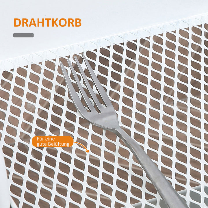 Serveringsvogn med 3 niveauer køkkenvogn med hjul køkkenhylde med kurv og låg rullevogn universalvogn til køkken kontor badeværelse, hvid