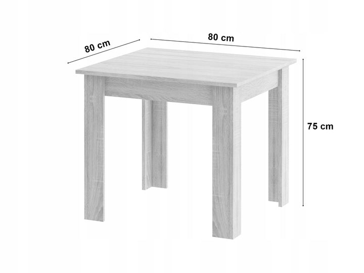 Sæt med firkantet bord 80x80 cm, Sonoma eg + 4 MARK stole, sort
