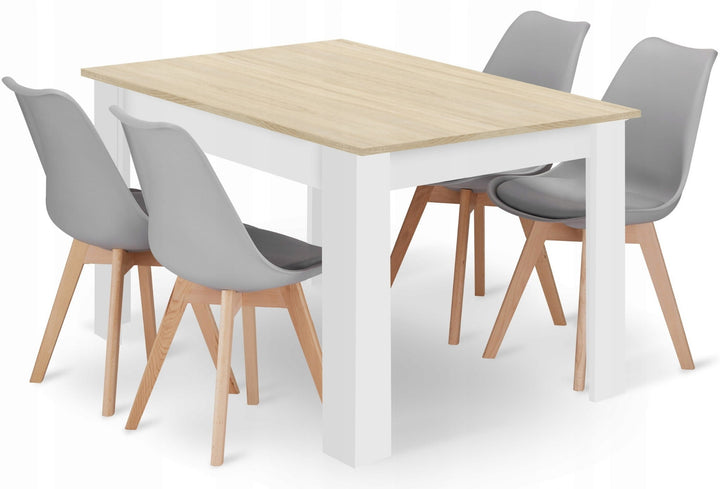 Rektangulært bordsæt 120x80 cm Sonoma eg + 4 MARK grå stole