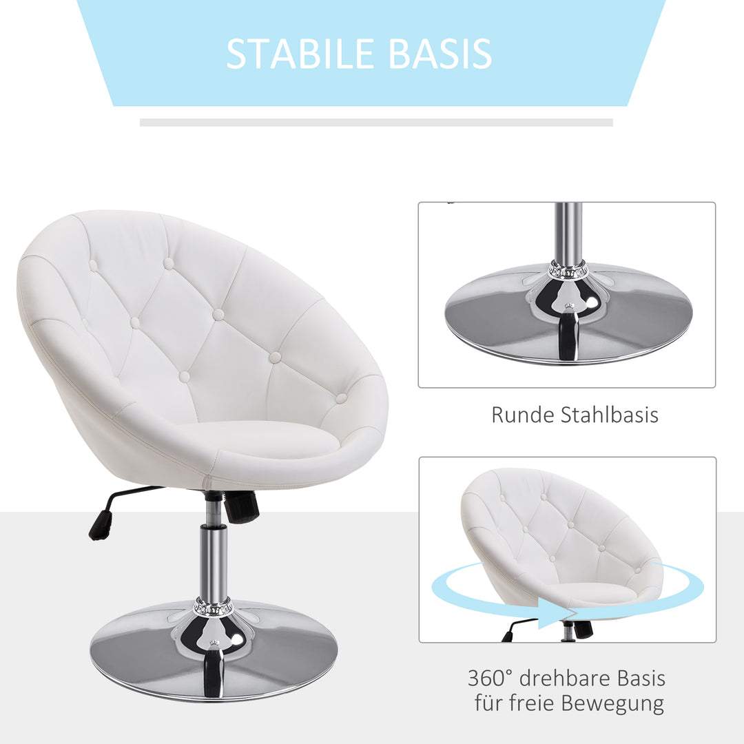 Arbejdsskammel drejeskammel kontorstol forkromet højdejusterbar, kunstlæder + stål, sort/hvid, 71x59x78-90cm (hvid)