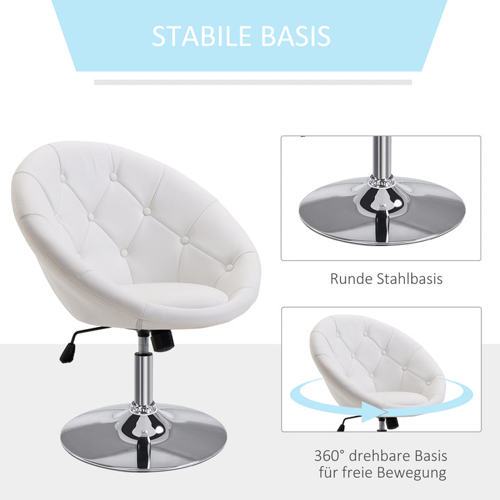 Arbejdsskammel drejeskammel kontorstol forkromet højdejusterbar, kunstlæder + stål, sort/hvid, 71x59x78-90cm (hvid)