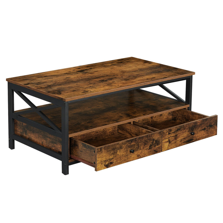 Sofabord i industriel stil, 100 x 55 x 47 cm, brun