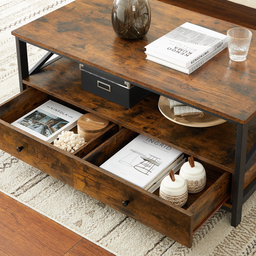 Sofabord i industriel stil, 100 x 55 x 47 cm, brun