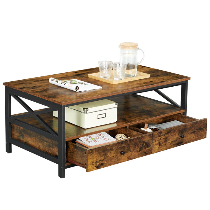 Sofabord i industriel stil, 100 x 55 x 47 cm, brun