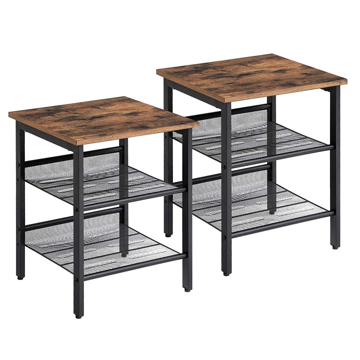 Sæt med 2 sofaborde / natborde – rustik brun, loft stil