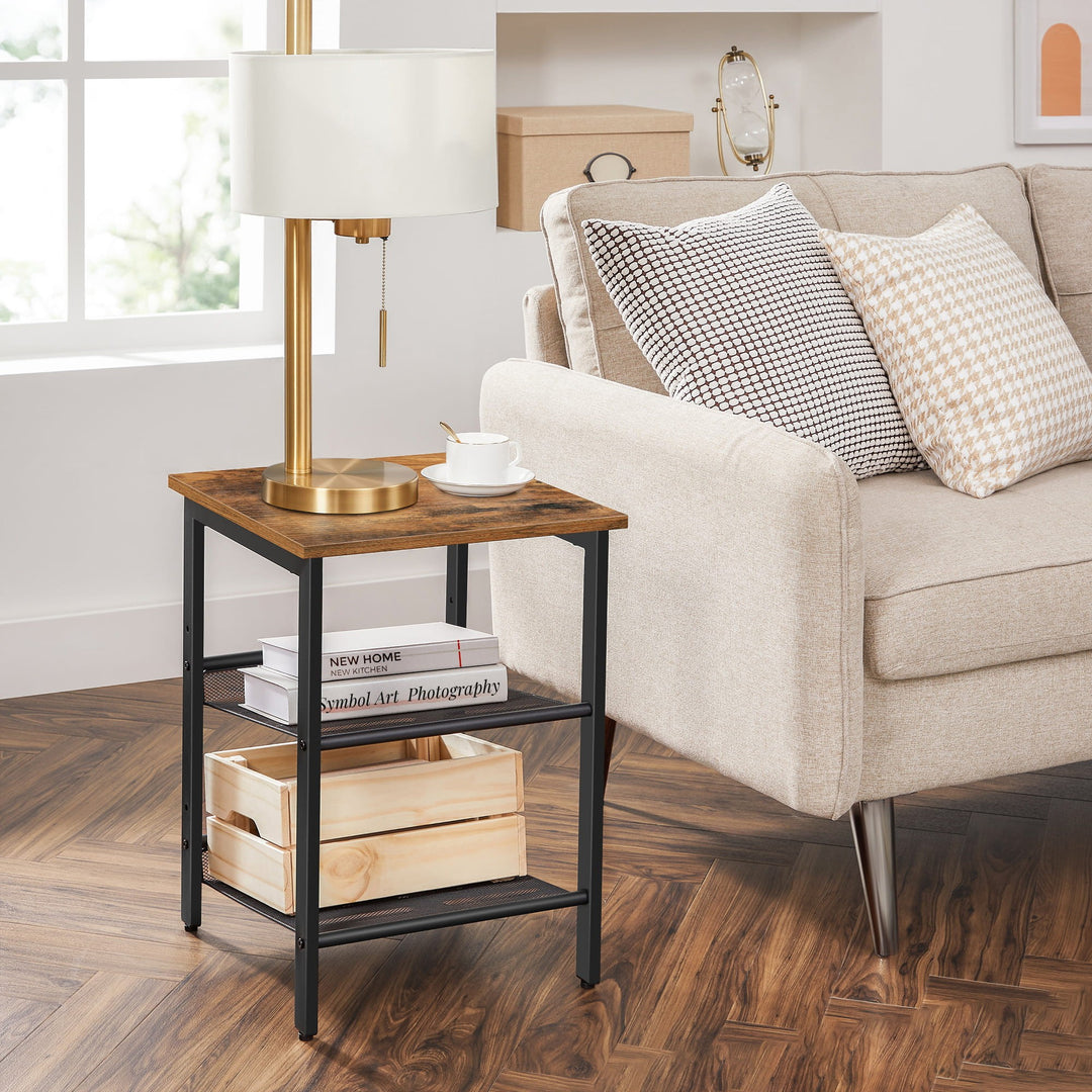 Sæt med 2 sofaborde / natborde – rustik brun, loft stil