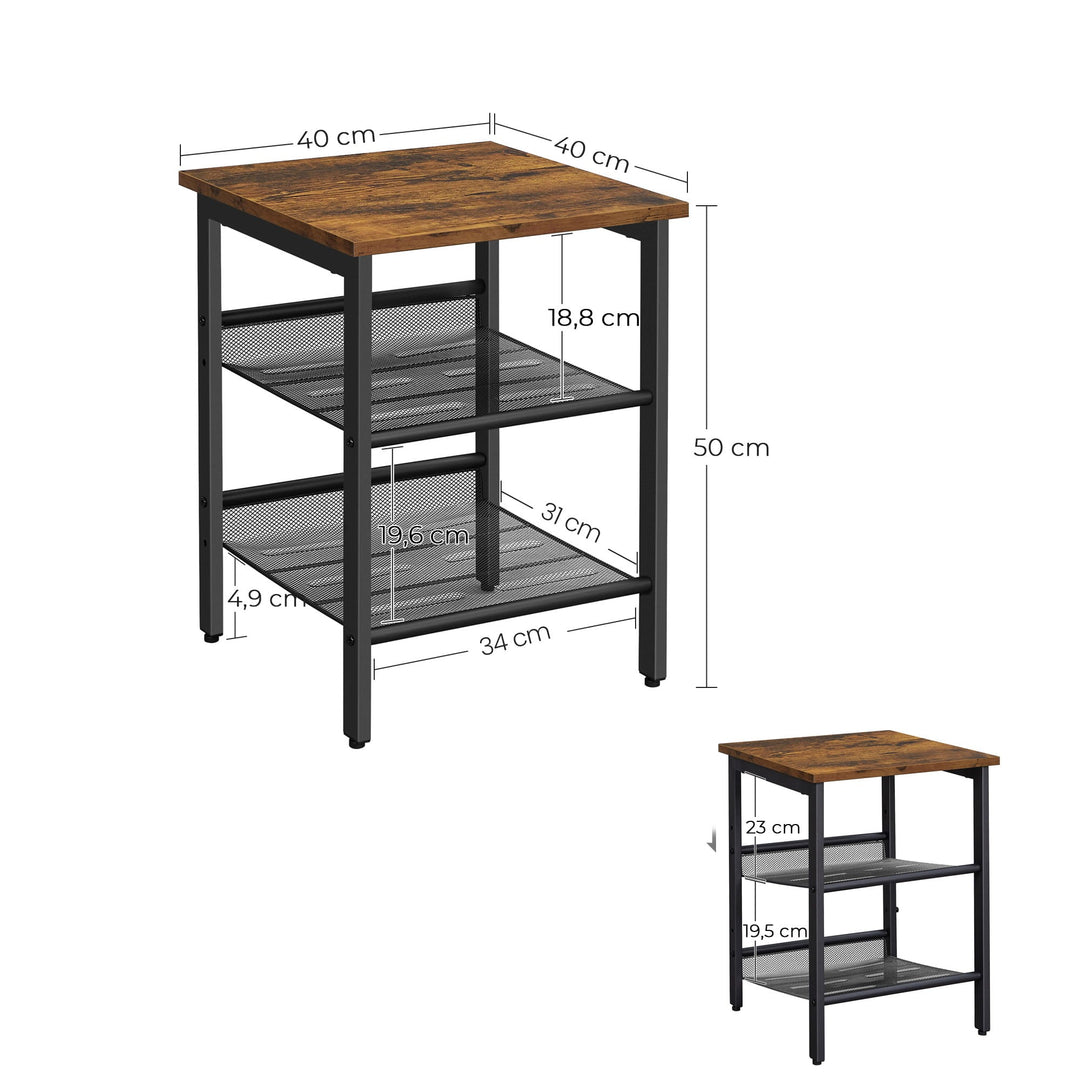 Sæt med 2 sofaborde / natborde – rustik brun, loft stil