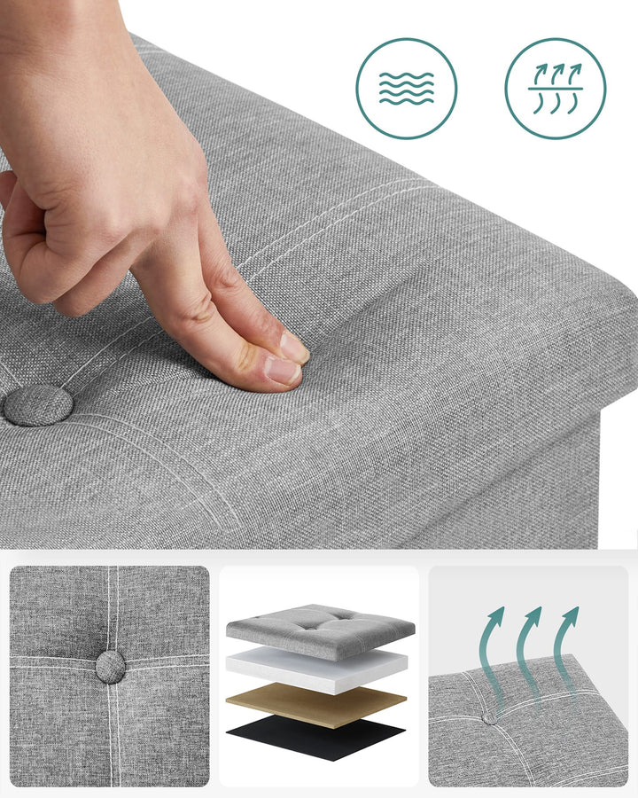 Opbevaringsbænk i grå, foldbar & elegant - 110x38x38 cm