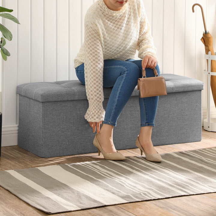 Opbevaringsbænk i grå, foldbar & elegant - 110x38x38 cm