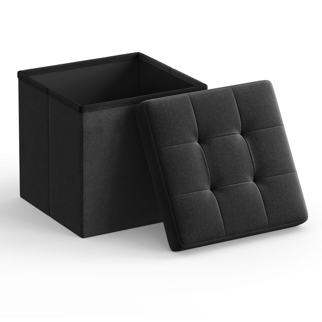 Mini puf med opbevaring – sort (30 cm)