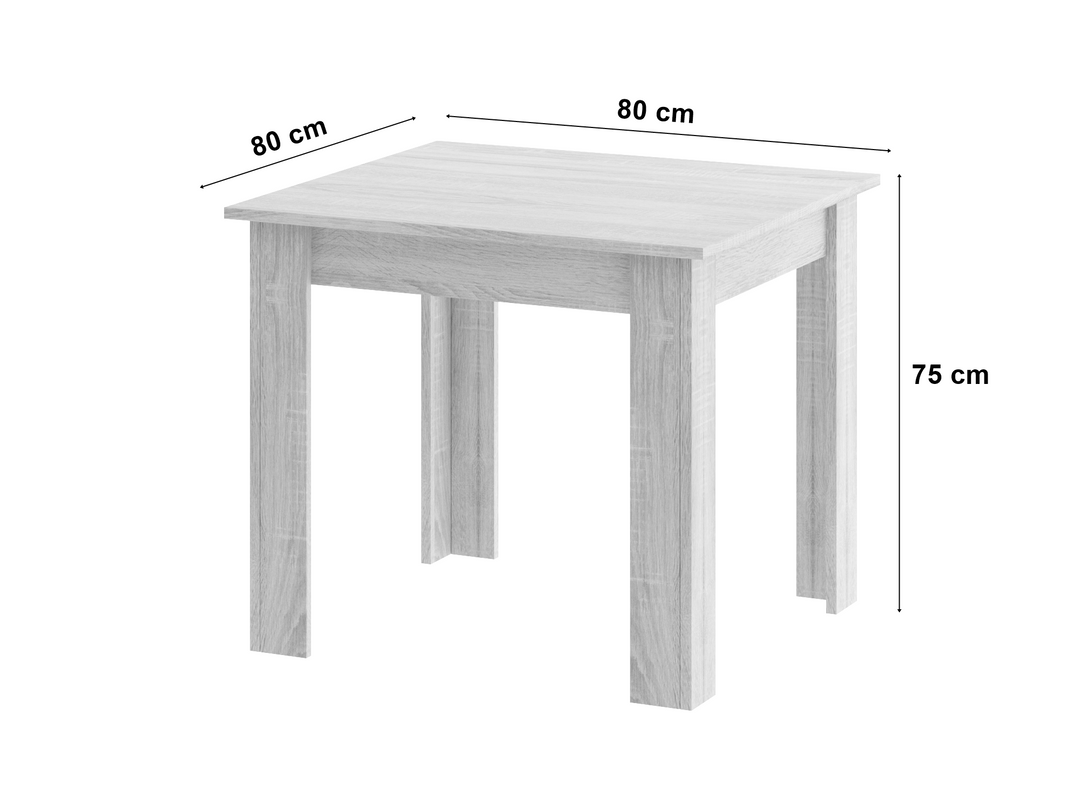 NP Bord 80x80 Sonoma Eg + Hvid