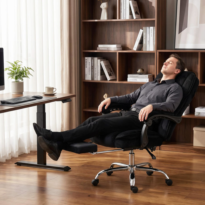 Ergonomisk kontorstol med vibrationsmassage og varme, sort