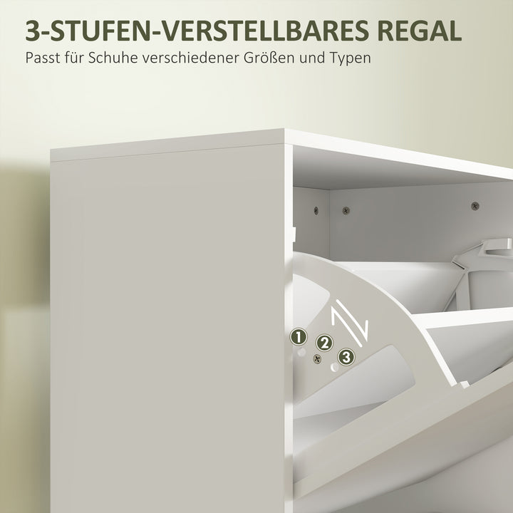 Skoskab, 3 skuffer, til op til 12 par sko, spånplade, hvid