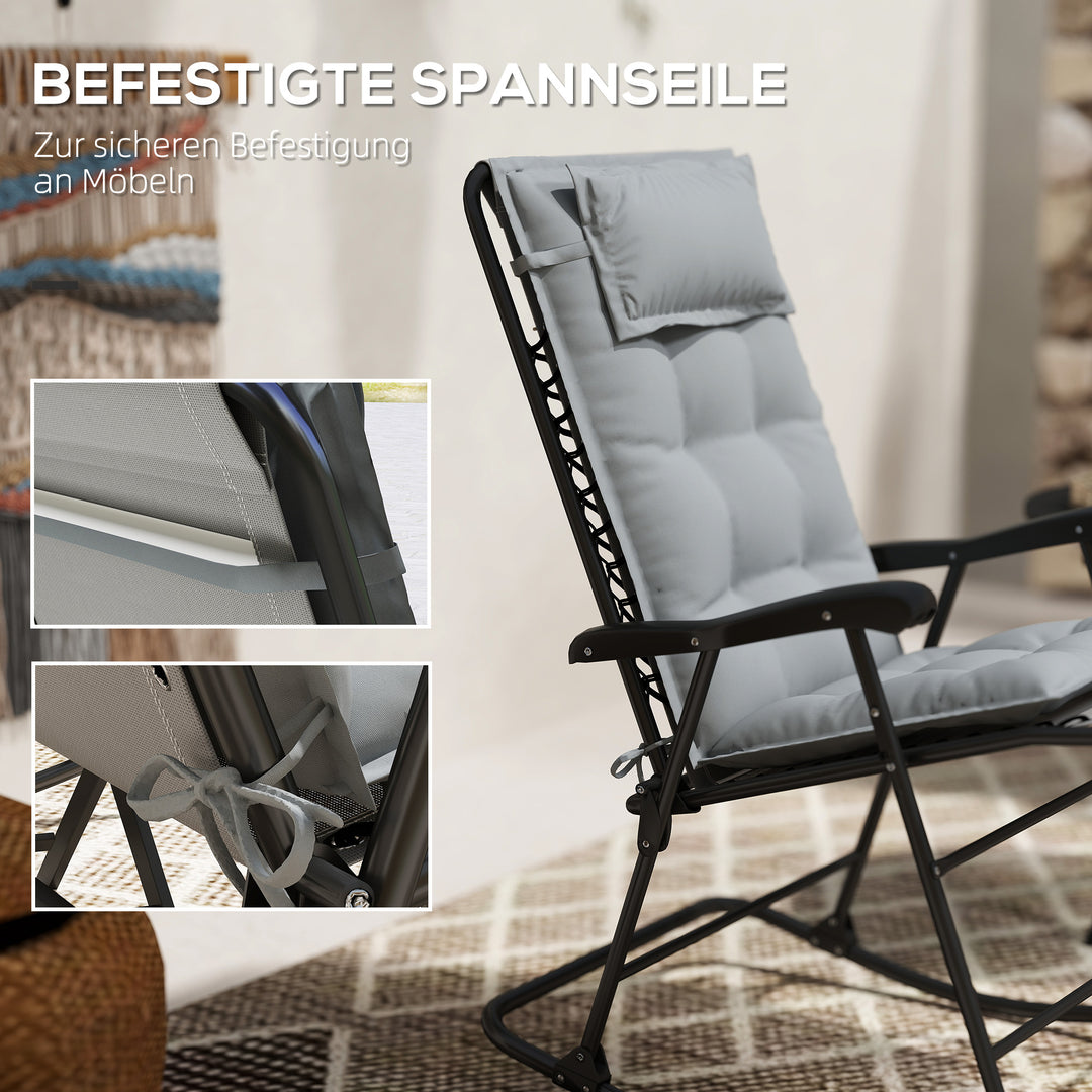 Sæt med 2 hynder til liggestol vandafvisende liggestol hynde til haveliggestol polstringshynde 50x116x5 cm, lysegrå