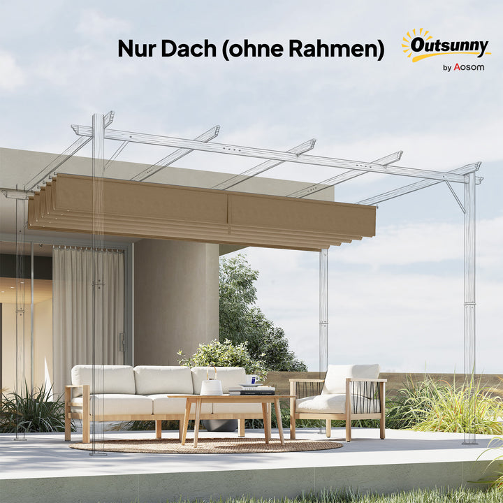 Udskiftningstag til 3 x 3 m pergola, udtrækkeligt, med drænhuller til regnvand, vejrbestandigt, polyester, 250 x 255 cm, brun