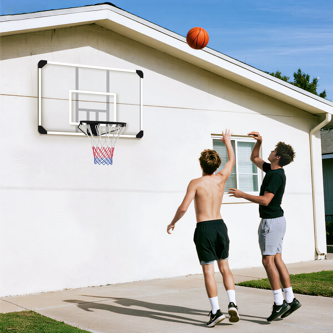 Basketballkurv, brudsikker bagplade, højdejusterbar, indendørs og udendørs, stålramme, sort