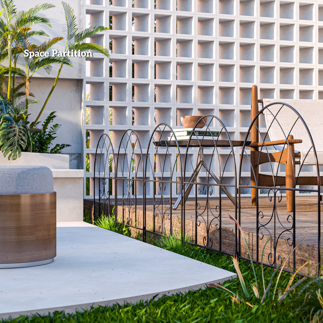 Havehegn stål 300 cm x 70 cm højt dekorativt gitterhegn sæt hegnselementer sort