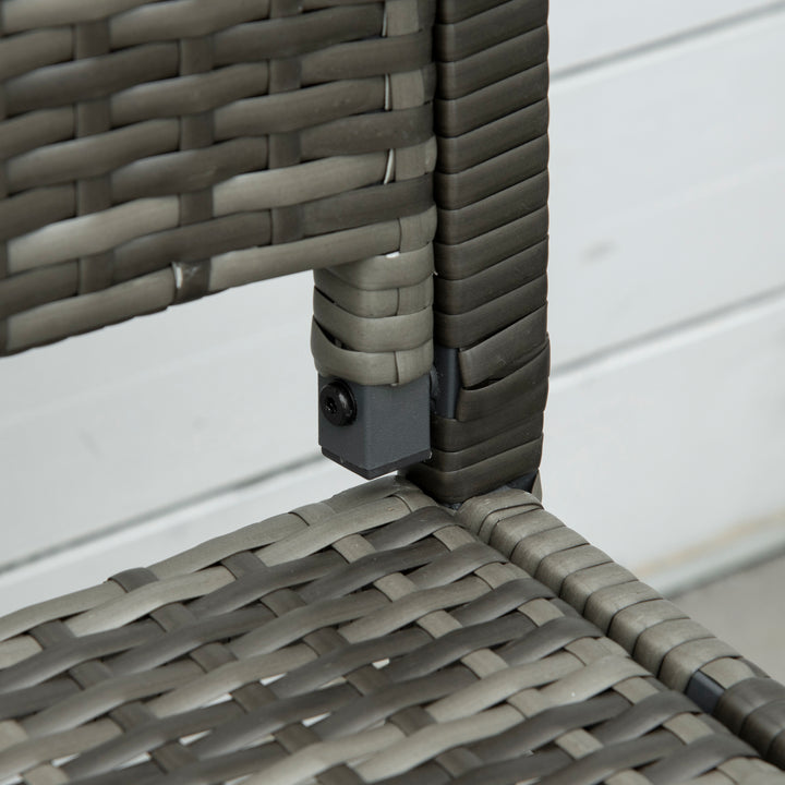 Rattan havebænk med stålramme til 2 personer, brun, 122 x 60 x 87 cm