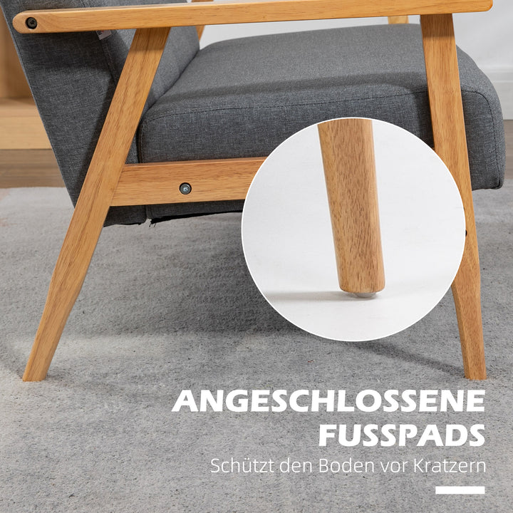 Tre-personers polstret sofa, gummitræ, 154,5 x 69,5 x 73 cm, grå