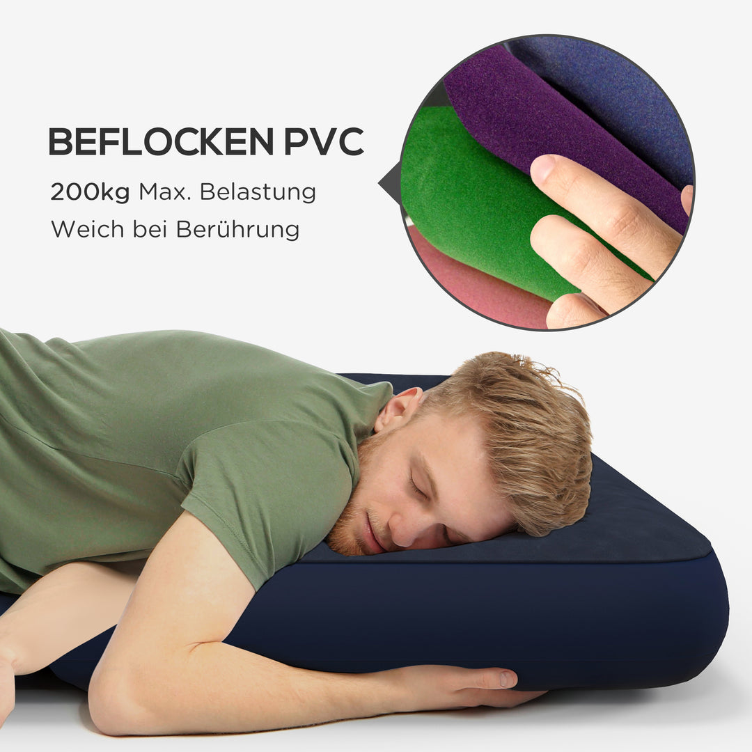 Luftmadras til 2 personer, blød og robust, 203 x 152 x 22 cm, mørkeblå