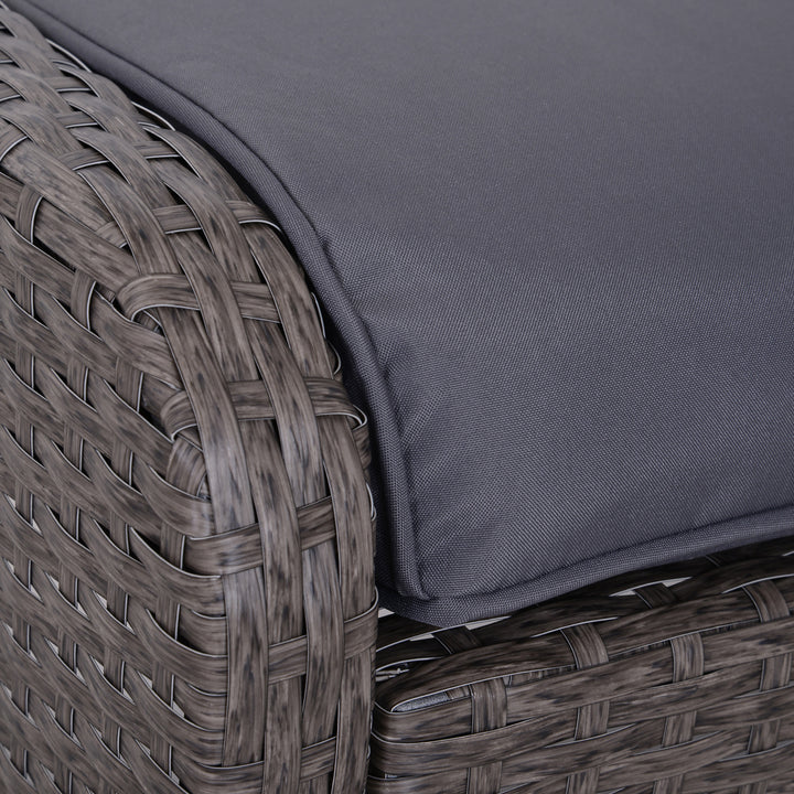 5-Delt polyrattan havemøbelsæt siddegruppe havemøbelsæt sofasæt lounge med hynder mørkegrå 2 x lænestole 1 x sofabord 2 x skamler