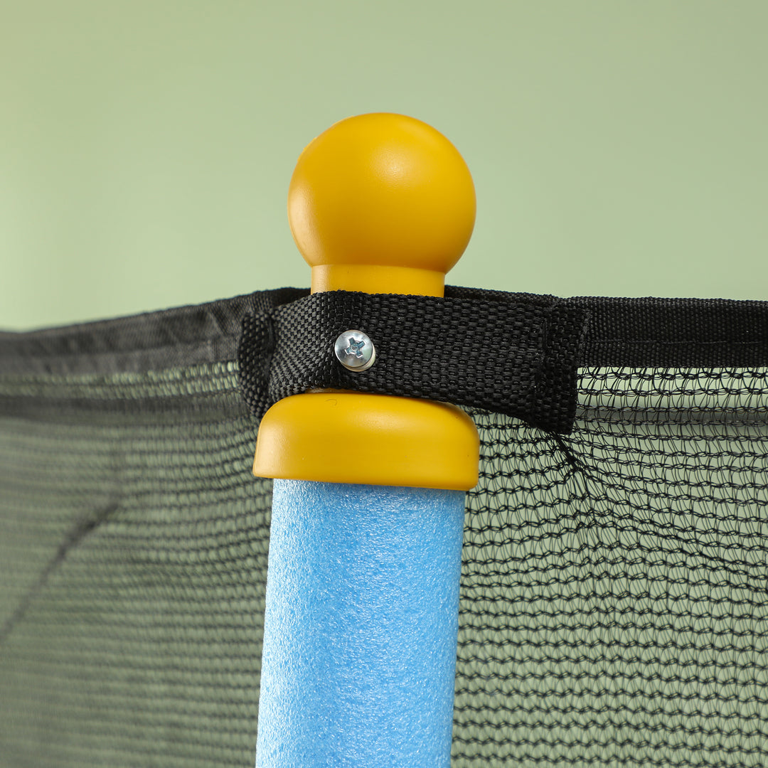 Børnetrampolin, 140 cm diameter, med sikkerhedsnet, til indendørs og udendørs brug, stål, plastik, lasteevne op til 50 kg, blå