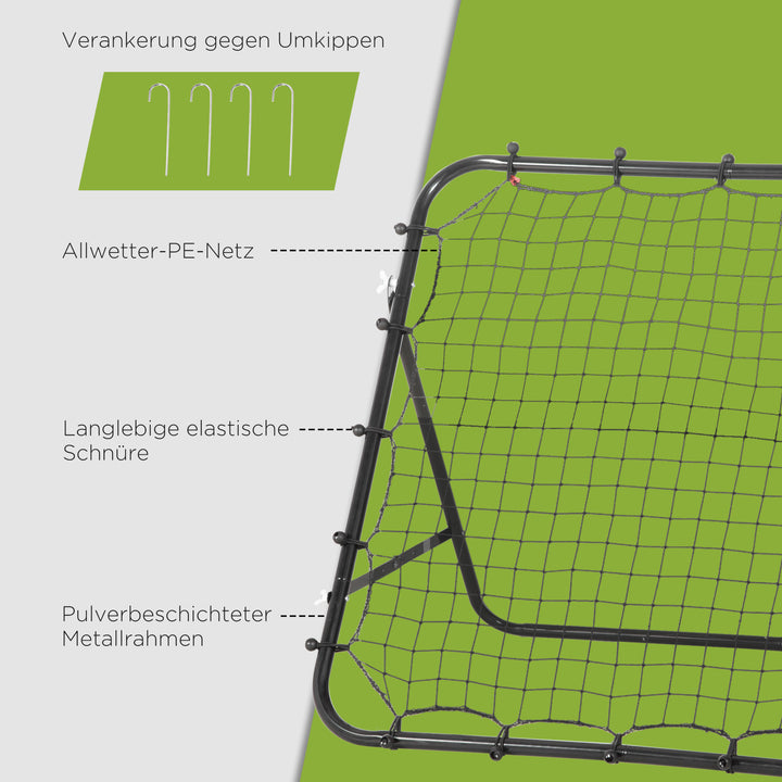 Rebounder til fodbold, rebound wall rebound net, metalrør med pe-stof, kickback rebound wall til baseball basketball, fodboldmål til ungdomstræning 96x80x96cm, sort