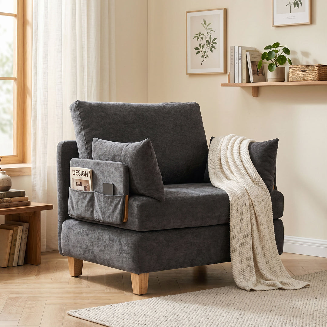 2-i-1 sovesofa med sengefunktion, 2 hynder, 183x57 cm, mørkegrå