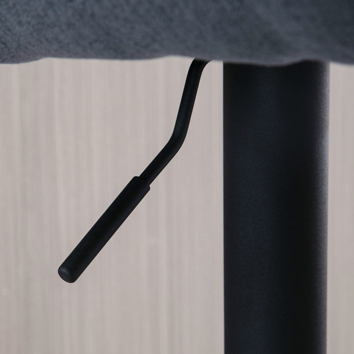 Højdejusterbar barstol med ryglæn og fodstøtte; linnedlook, 54 cm x 54 cm x 112 cm, grå