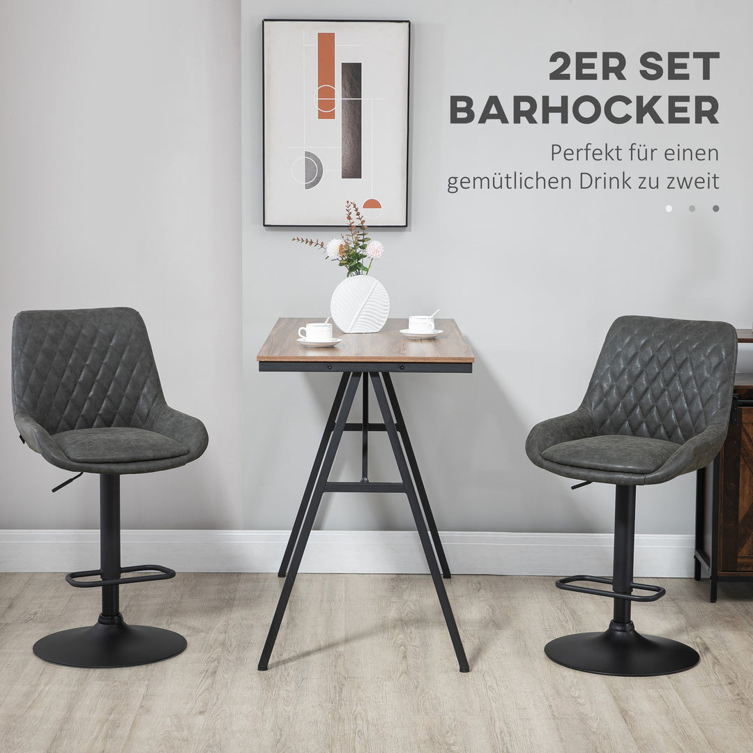 Barstol køkkenstol designerstol, højdejusterbar, med fodstøtte, 51 cm x 59 cm x 117 cm, mørkegrå + sort