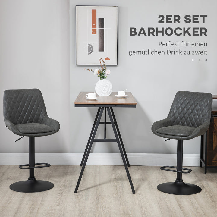 Barstol køkkenstol designerstol, højdejusterbar, med fodstøtte, 51 cm x 59 cm x 117 cm, mørkegrå + sort