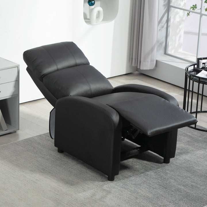 Lænestol tv-stol lænestol med lænefunktion kunstlæder (sort)