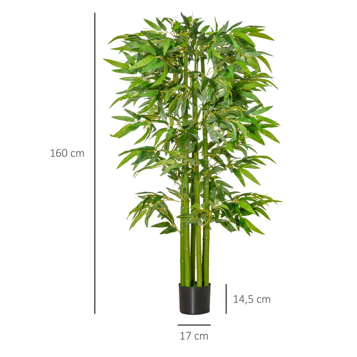 Stor kunstig bambus, 160 cm, kunstig plante, kunstige plastikplanter i en potte, falsk plante der ser ægte ud, til stue, soveværelse, kontor, have, moderne dekoration, gave