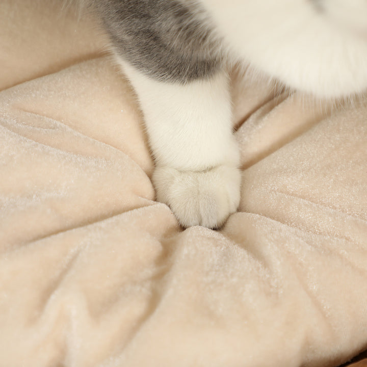 Kradsetønde, 50 cm, 2 huler, pude, kradsetræ med katteseng, vandhyacint kattetårn, lysebrun