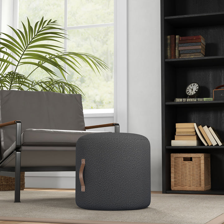 Skammel, fodskammel i moderne design, mørkegrå + brun